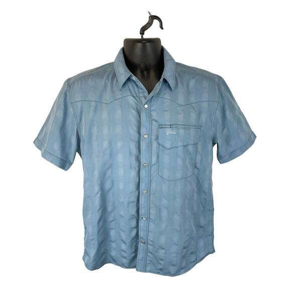Simms Pearlsnap Fishing Shirt Light Blue Vented Breathable Size Small - Picture 1 of 11